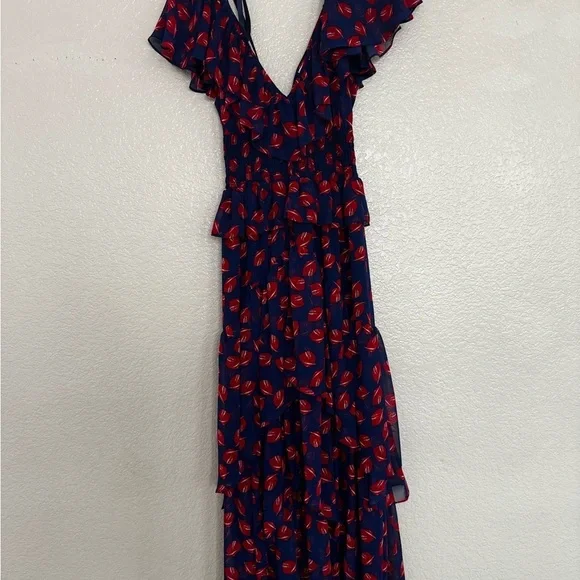 Misa Los Angeles Blue and Red Printed Dress Size XS - Picture 7 of 7